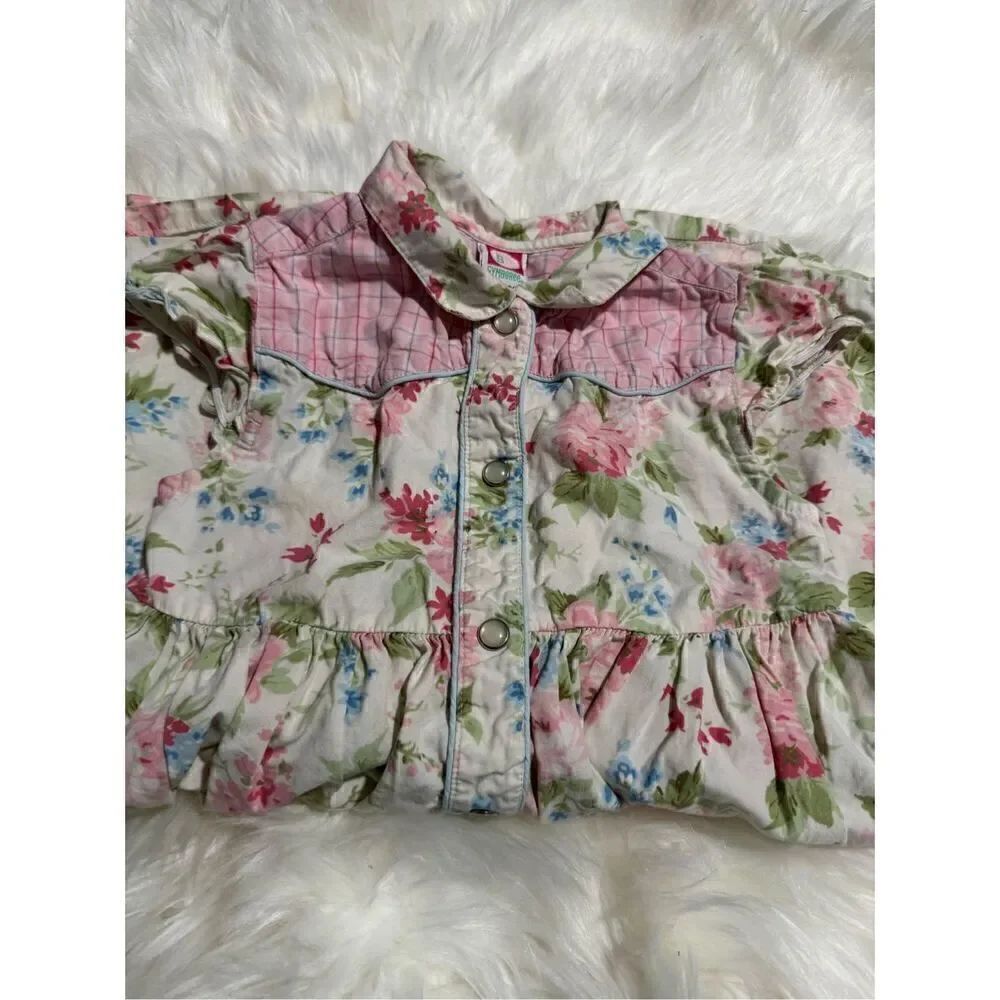 Gymboree vintage floral cottage core prairie western petalβsnap button front 5βg